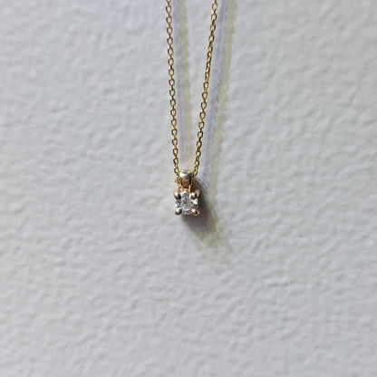 Round diamond Necklace, 14k Yellow Gold, Dainty Minimalist Round Pendant, Real Diamond Womens Necklace, Special Gift For Her.