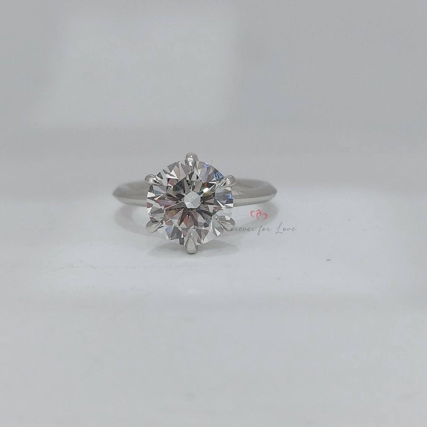 4 Ct Round Lab Diamond Solitaire Engagement Ring Round cut 1Ct Moissanite Brilliant Cut engagement ring in 935 Argentium Silver — custom handcrafted by Forever For Love