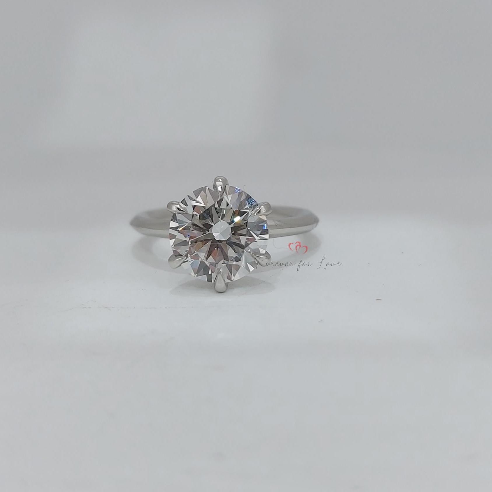 4 Ct Round Lab Diamond Solitaire Engagement Ring