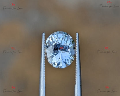 Saphir Blanc 3.51 carats, pierre précieuse ovale naturelle de Ceylan, 9.5 x 8 x 6.1mm, gemme de haute qualité