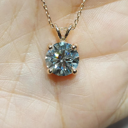 Collier diamant rond, or rose 14 carats, pendentif rond délicat et minimaliste, véritable diamant, collier femme, cadeau spécial pour elle.