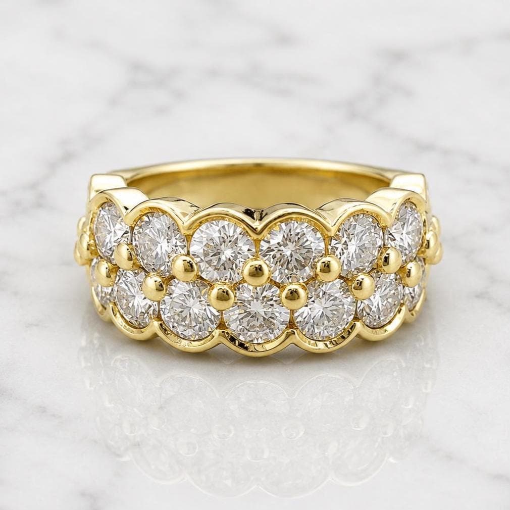 Round Lab Diamond Half Eternity Band
