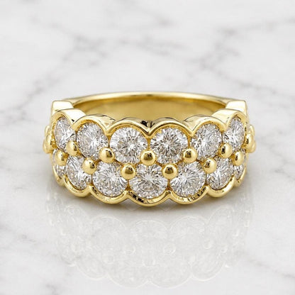 Round Lab Diamond Half Eternity Band