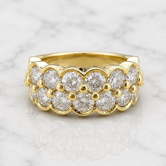 Round Lab Diamond Half Eternity Band