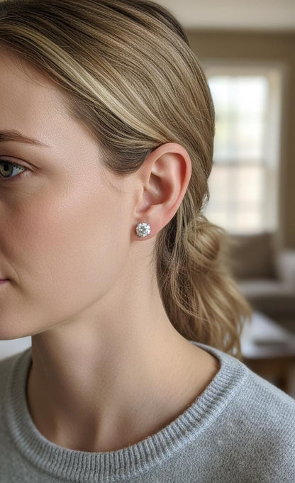 4 Karat Gesamt E, VVS2, IGI-zertifizierter Labor-Diamantrundenohrstecker, Weißgoldohrringe, Diamantohrstecker, Geburtstag, Valentinstagsgeschenk für sie