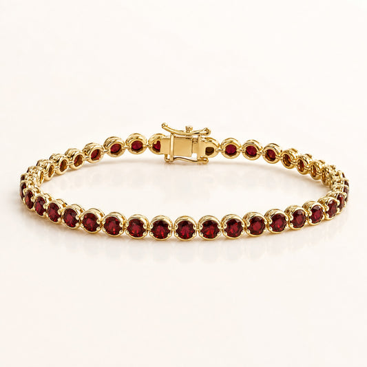 Garnet Linear Tennis Bracelet