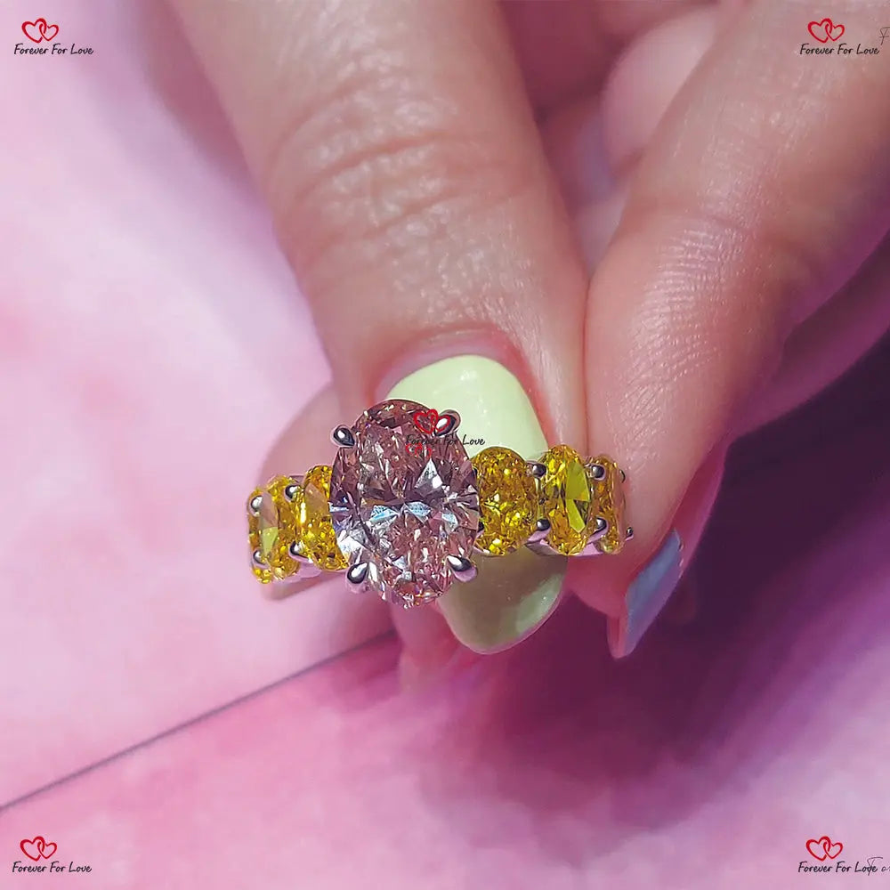Pink Oval Cut Diamond Engagement Ring - Certified