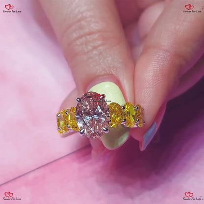 Pink Oval Cut Diamond Engagement Ring - Certified