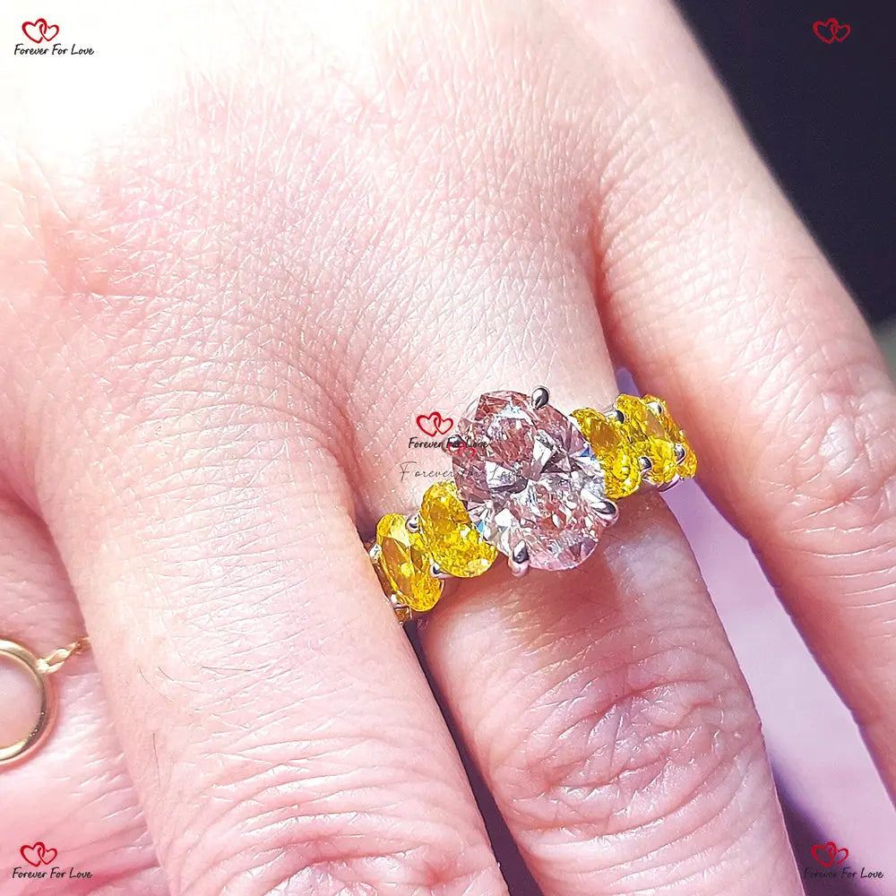 Pink Oval Cut Diamond Engagement Ring - Certified