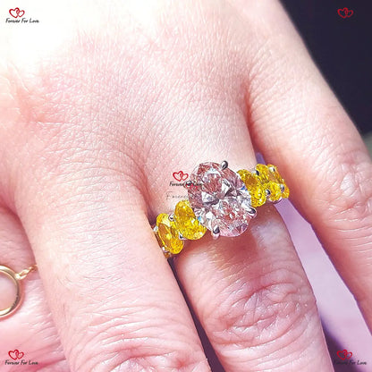 Pink Oval Cut Diamond Engagement Ring - Certified