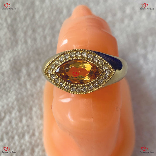 Antique Citrine Ring Natural Citrine Signet Ring Vintage Shield Ring