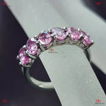 Natural Ceylon Pink Sapphire Eternity Band Ring in Solid Gold Forever For Love