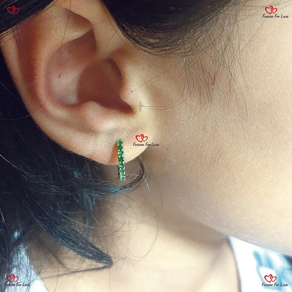 14K Solid Gold Natural Birthstone Huggies Earrings Forever For Love