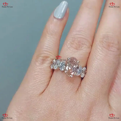 Pink Oval Cut Lab Created Diamond Engagement Ring - Certified Perfect Anniversary Bridal Wedding Gift