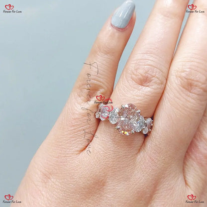 Pink Oval Cut Lab Created Diamond Engagement Ring - Certified Perfect Anniversary Bridal Wedding Gift