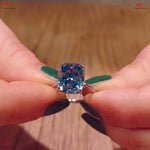 Blue Crushed Ice Cushion Moissanite Ring – Solid Gold Proposal Solitaire Ring Forever For Love