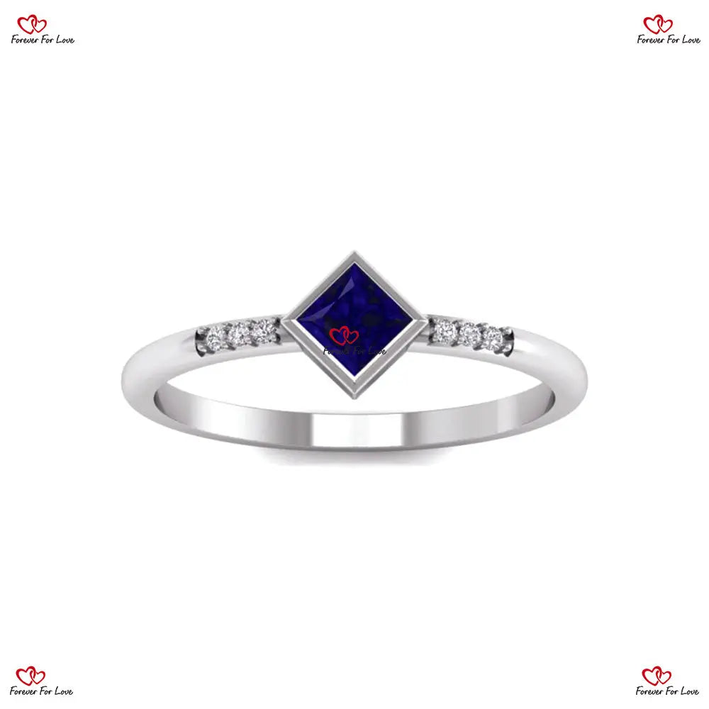 Blue Sapphire Engagement Ring - Royal Blue Sapphire and Diamond Engagement Ring