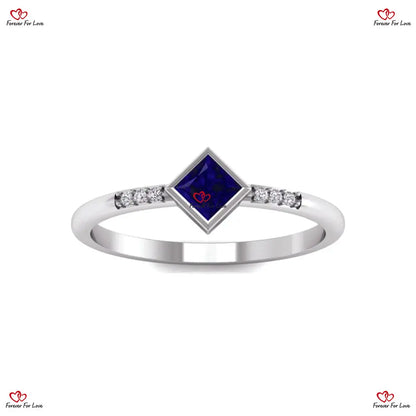 Blue Sapphire Engagement Ring - Royal Blue Sapphire and Diamond Engagement Ring