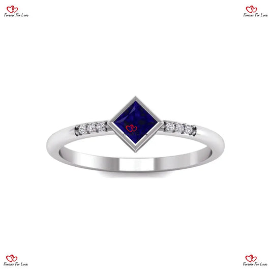 Blue Sapphire Engagement Ring - Royal Blue Sapphire and Diamond Engagement Ring