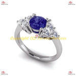 Natural Royal Blue Sapphire White Gold Engagement Ring Forever For Love