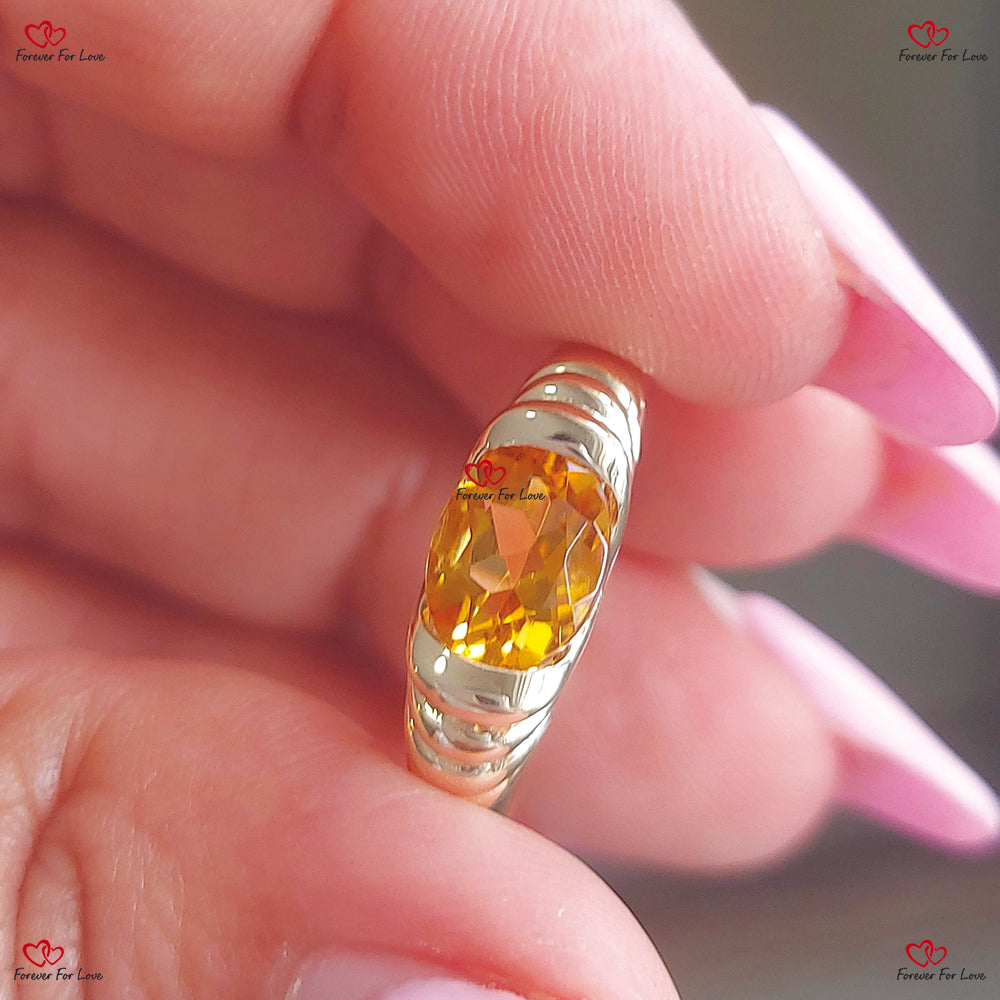 Solid Gold Citrine Birthstone Signet Ring for Women