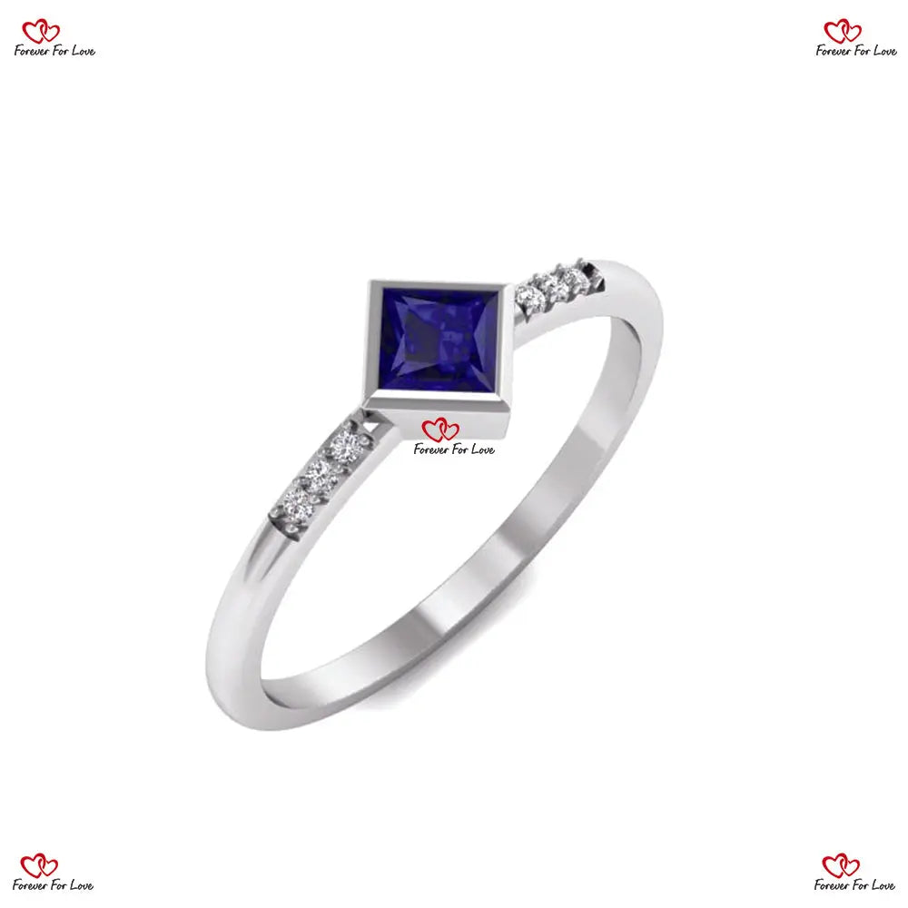 Blue Sapphire Engagement Ring - Royal Blue Sapphire and Diamond Engagement Ring