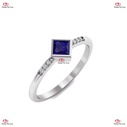 Blue Sapphire Engagement Ring - Royal Blue Sapphire and Diamond Engagement Ring