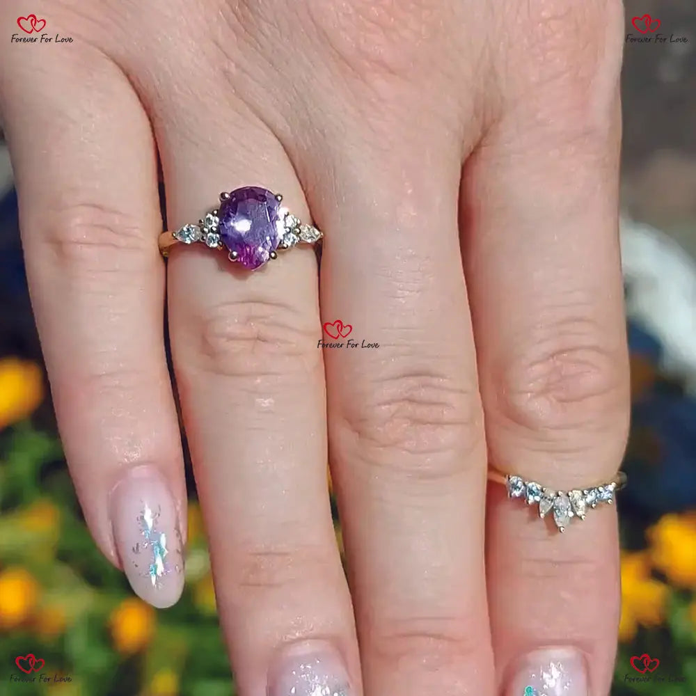 Vintage Alexandrite Pear Cut Diamond Engagement Ring With Unique Cluster Marquise Diamond Art Deco Anniversary
