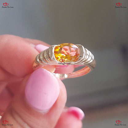 Solid Gold Citrine Birthstone Signet Ring for Women