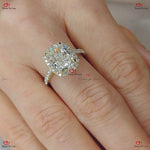 Hybrid Crushed Ice Cushion Cut Engagement Ring with Hidden Halo Forever For Love