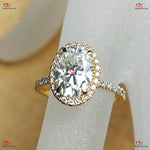 Oval Moissanite Engagement Ring  Oval Cut Diamond Halo Ring Platinum Forever For Love