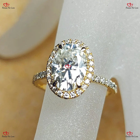 Oval Moissanite Engagement Ring  Oval Cut Diamond Halo Ring Platinum Forever For Love