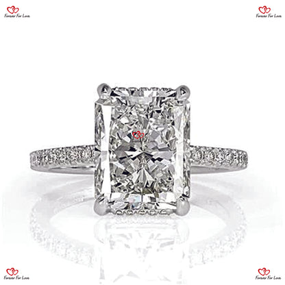 Radiant Cut  Forever One Moissanite Engagement Ring in White Gold