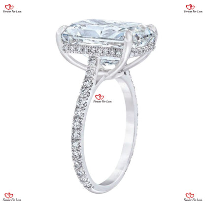 Radiant Cut  Forever One Moissanite Engagement Ring in White Gold