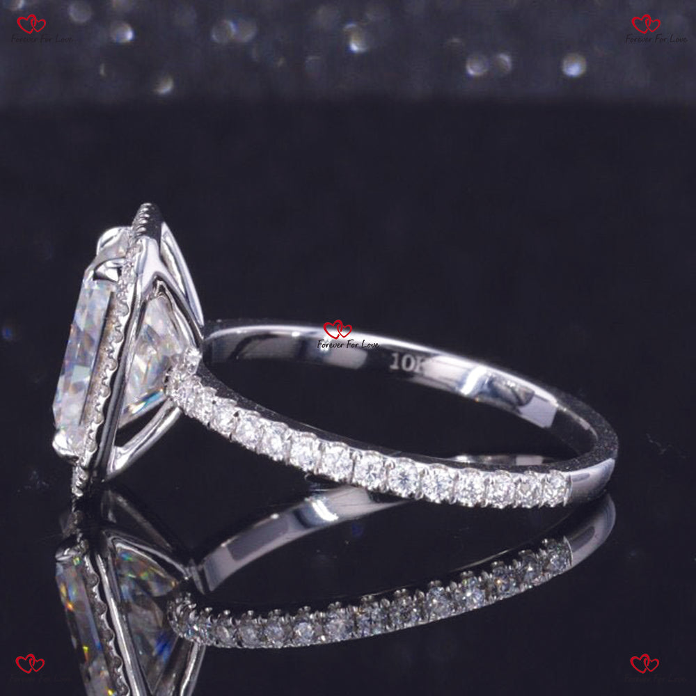 Radiant Cut Diamond Engagement Ring With Halo