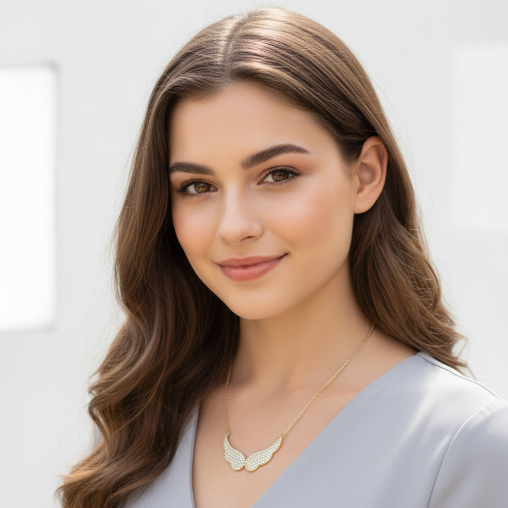 The Seraphina Wings | Diamond Pavé Double Wing Necklace | Gift for Her Forever For Love