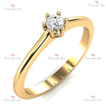 3mm Minimalist Solitaire Natural Diamond Ring (0.1 Carat) Forever For Love
