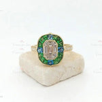 0.5 Carat Unique Emarald cut Art Deco Engagement Rings Forever For Love