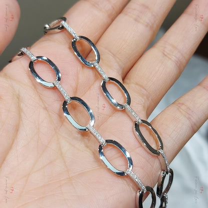 Iced Paperclip | 14K Solid Gold Paperclip Chain Necklace with Lab Diamonds Forever For Love