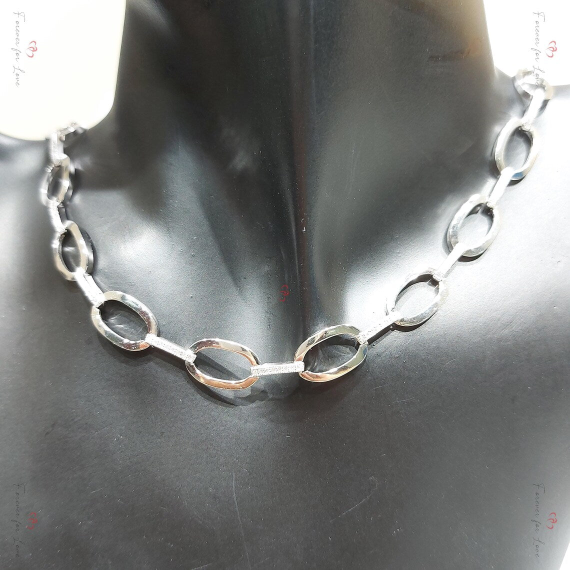 Iced Paperclip | 14K Solid Gold Paperclip Chain Necklace with Lab Diamonds Forever For Love