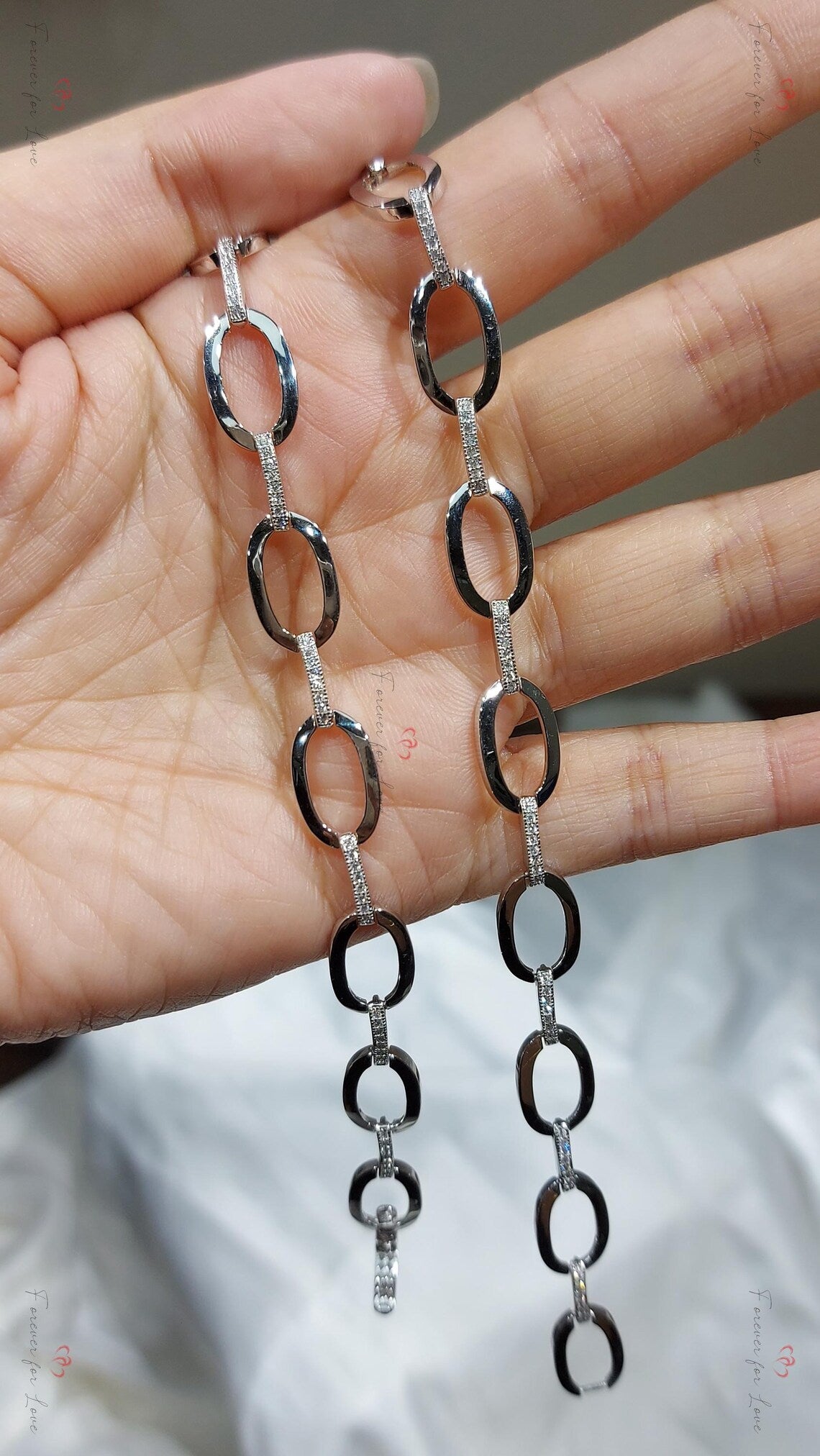 Iced Paperclip | 14K Solid Gold Paperclip Chain Necklace with Lab Diamonds Forever For Love