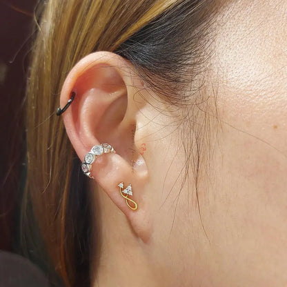 14K Gold Genuine Diamond Cuff Earring | 3mm Diamond Cartilage Piercing