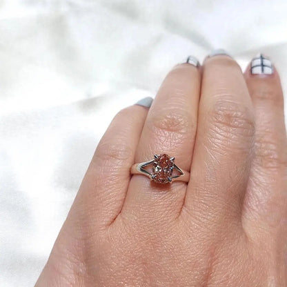 Pink Oval Lab Diamond Engagement Ring