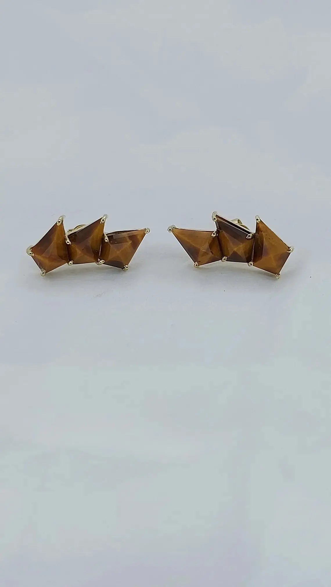 Vintage Brown Tiger Eye Climber Earrings Forever For Love