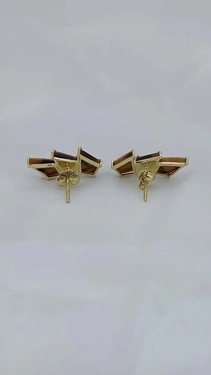 Vintage Brown Tiger Eye Climber Earrings Forever For Love