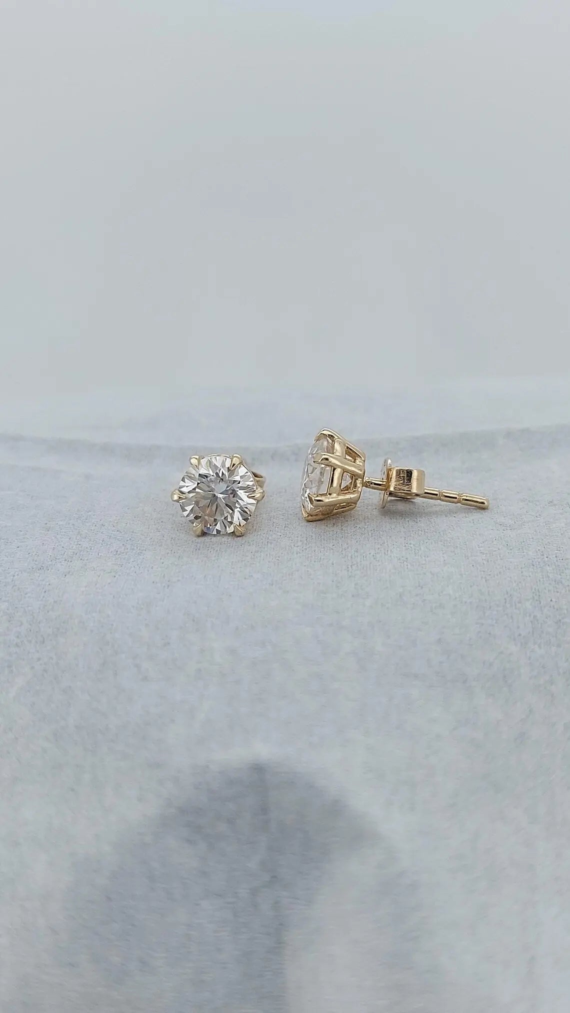 2 carats total lab grown Diamond Round Stud Earring Forever For Love