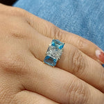 2Ct Radiant Trilogy Lab Diamond Ring with Blue Topaz Forever For Love