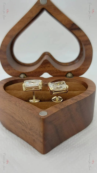 Radiant Cut Lab Grown Diamond Stud Earrings Forever For Love