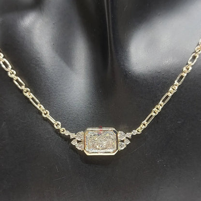 Radiant Illusion Lab Diamond Cluster Necklace | Solid Gold Paperclip Chain Forever For Love