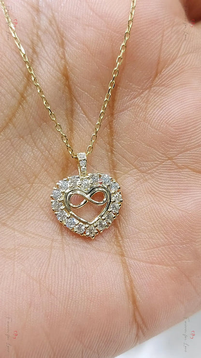 Endless Love | 14K Solid Gold Infinity Heart Necklace for Women Forever For Love